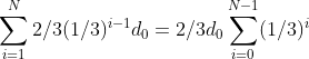 \sum_{i=1}^{N}2/3 (1/3)^{^{i-1}}d_0=2/3 d_0 \sum_{i=0}^{N-1} (1/3)^{^{i}}